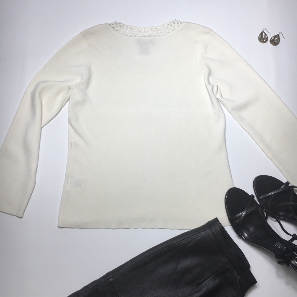 Sigrid Olsen Beaded 3/4 Sleeve Sweater, Sz S - image 5